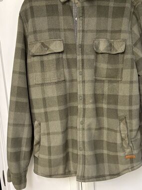 Men's Plaid Lightweight Shirt Jacket in Olive